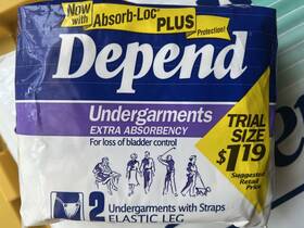 Depend 036000198812 1990 Vintage Plastic Undergarments With Elastic Legs Trial Size 2 Unopened