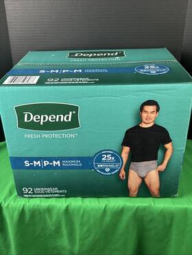 Depend 036000508987 Fresh Protection Mens Incontinence Underwear Size S-m 92 Ct