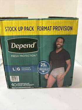 Depend 036000516623 Depends Fit Flex Adult Incontinence Underwear For Men L Gray 40
