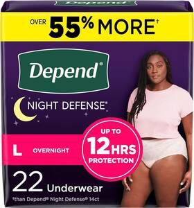 Depend 036000517019 Night Defense Incontinence Overnight Underwear For Women L 22ct Depend 036000517019 Night Defense Incontinence Overnight Underwear For Women L 22ct