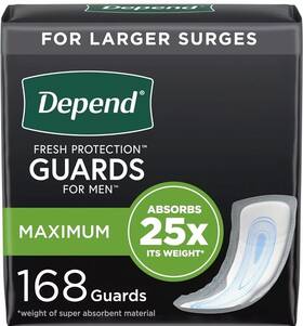 Depend 036000531879 Mens Incontinence Guards - Maximum Absorbency 168 Count