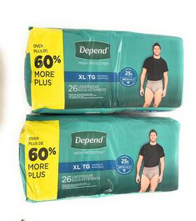 Depend 036000537468 Mens Fresh Protection Disposable Underwear Gray Size Xl Lot Of 2