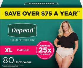 Depend 036000541991 Fresh Protection Adult Incontinence Underwear For Women Xl 80 Count Depend 036000541991 Fresh Protection Adult Incontinence Underwear For Women Xl 80 Count