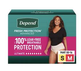 Depend 036000573336 Fresh Incontinence Underwear For Women Size S/m 00-16 72 Count