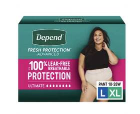 18-28w Depend 036000573343 Fresh Incontinence Underwear For Women Size L/xl 68 Count
