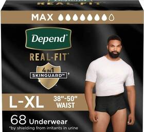 Depend 036000583649 Real Fit Incontinence Underwear For Men Maximum - L/xl Black 68ct