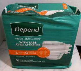 Depend 036002193266 Fresh Protection With Tabs 16 Count Briefs 35-49 Inch Waist New