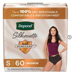 10036000514565 Depend Silhouette 4 In 1 Incontinence And Postpartum Bladder Leak 60 Small Black
