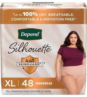 10036000514602 Depend Silhouette Xl 48 Incontinence Postpartum Underwear Women Skinguard Pink