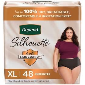 10036000542315 Depend Silhouette X Large Black Incontinence Underwear For Women 48 Count