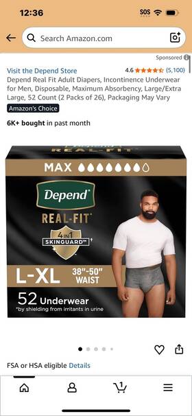 10036000554271 Depend Real Fit Adult Diapers Incontinence Underwear For Men