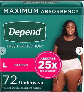 1032495214 Depend Fresh Protection Adult Incontinence Underwear Max Absorbency Large 72