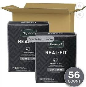 103663805 Depend Real Fit Incontinence Underwear For Men Adult Diapers S/m Grey 56 Count