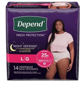 104559903 Depend Night Defense Adult Incontinence Underwear For Women Overnight L 56 Ct