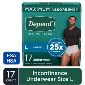 104792602 Depend Fresh Protection Incontinence Underwear For Men Adult Diapers L 17 Count