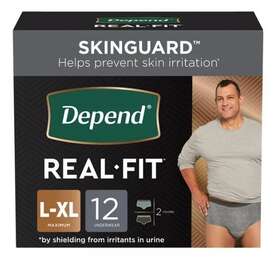 105098303 Depend Adult Incontinence Underwear For Men Maximum L/xl Black And Grey 12ct