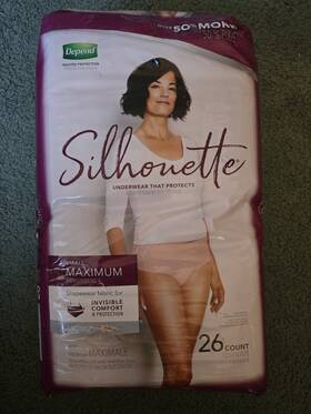 105144900 Depend Womens Silhouette Incontinence And Postpartum Underwear Max 26 Ct Small