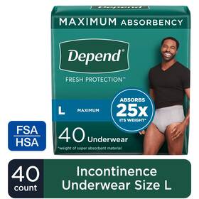105166201 Depend Fresh Protection Incontinence Underwear For Men Adult Diapers L 40 Count