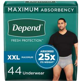 105330501 Depend Fresh Protection Incontinence Underwear For Men Maximum Xxl Grey 44ct