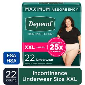 105330601 Depend Fresh Protection Incontinence Underwear For Women Adult Diapers Xxl