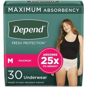105374201 Depend Fresh Protection Adult Incontinence Underwear For Women M Blush 30ct
