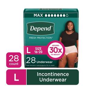 105374300 Depend Fresh Protection Incontinence Underwear For Women Adult Diapers L 28 C
