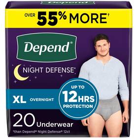 105513800 Depend Night Defense Incontinence Underwear For Men Adult Diapers Xl 20 Count