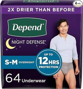 105515600 Depend Night Defense Incontinence Underwear For Men Overnight S/m Grey 64 Ct