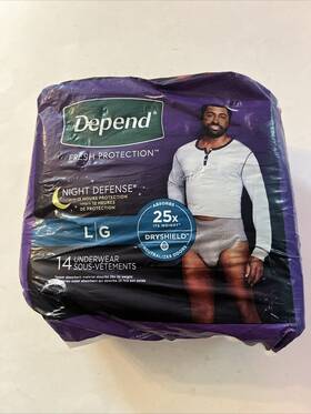 105515700 Depend Night Defense Mens Overnight Incontinence Underwear 14 Count Large Read