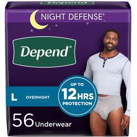105516100 Depend Night Defense Adult Incontinence Underwear For Men Overnight L Grey 56ct