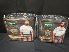 Depend 136000511274 2pc Lot Real Fit Underwear 12ct Each L/xl Fits 38 Inch -50 Waist 170-260 Lbs