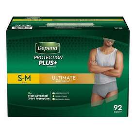 1404569 Depend Protection Plus Ultimate Underwear For Men Size S/m 92 Ct New Great Price