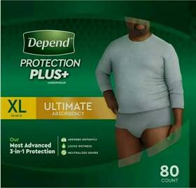 1404571 Depend Protection Plus Mens Underwear - Ultimate Absorbency Xl Pack Of 80