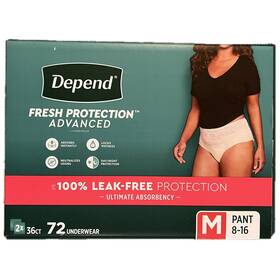 1835857 Depend Fresh Protection Advanced Underwear For Women Medium 72 Count