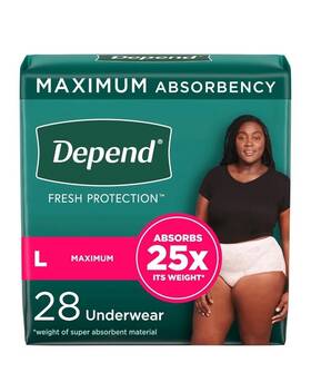 Depend 191985420454 Fresh Protection Adult Bladder Leak Underwear Women Large Blush 28 Ct