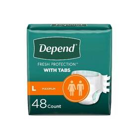 19317 Depend Incontinence Protection Briefs With Tabs Maximum Absorbency S/m/l