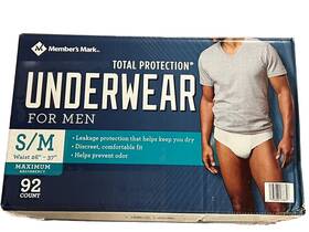 Depend 193968078317 Members Mark Total Protection Underwear For Men S/m 92 Count