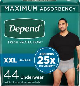 2498d Depend Mens Underwear Xxl 2xl Pull Ups 44 Pk Maximum Incontinence Protection New
