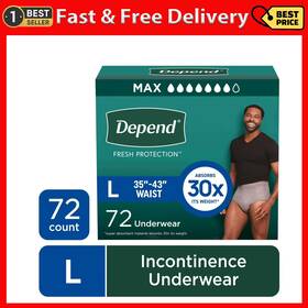 Depend 313031188198 Fresh Protection Incontinence Underwear For Men Adult Diapers L 72 Cou