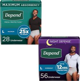 Depend 313088237283 Men Incontinence Underwear Bundle Day Night Large 84ct Grey Set