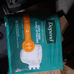 Depend 360003545802 Fresh Protection Incontinence Briefs With Tabs For L 16 Count