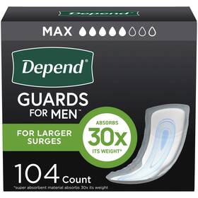 Depend 360004696396 Guards Incontinence Pads For Men Maximum Absorbency 104 Count
