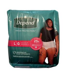 Depend 360004812402 Fresh Protection Womens Underwear Size Large 17ct Dryshield