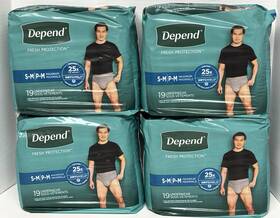 36000542025 Depend Adult Incontinence Underwear For Men - Small / Medium 4x19pcs 76 Count