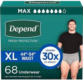 3600054204-01 Depend Fresh Protection Mens Size Xl Dryshield Underwear 68 Count New