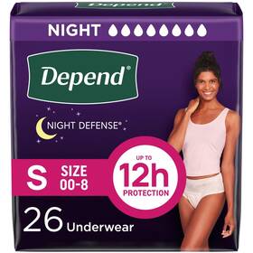 Depend 360005524094 Night Defense Womens Incontinence Underwear Adult Diapers S 26 Count