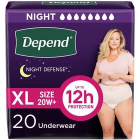 Depend 360005559980 Night Defense Womens Incontinence Underwear Adult Diapers Xl 20 Count