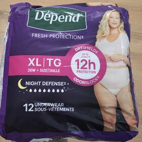 Depend 361212930241 Underwear Leak Night Defense Adult Women Xl 20w 12 Pieces