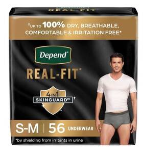3663805 Depend Real-fit Incontinence Underwear 56 Ct Maximum Absorbency Mens Size S/m