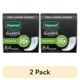 Depend 465464090330 2 Pack Guards Incontinence Pads For Men Maximum Absorbency 84 Count